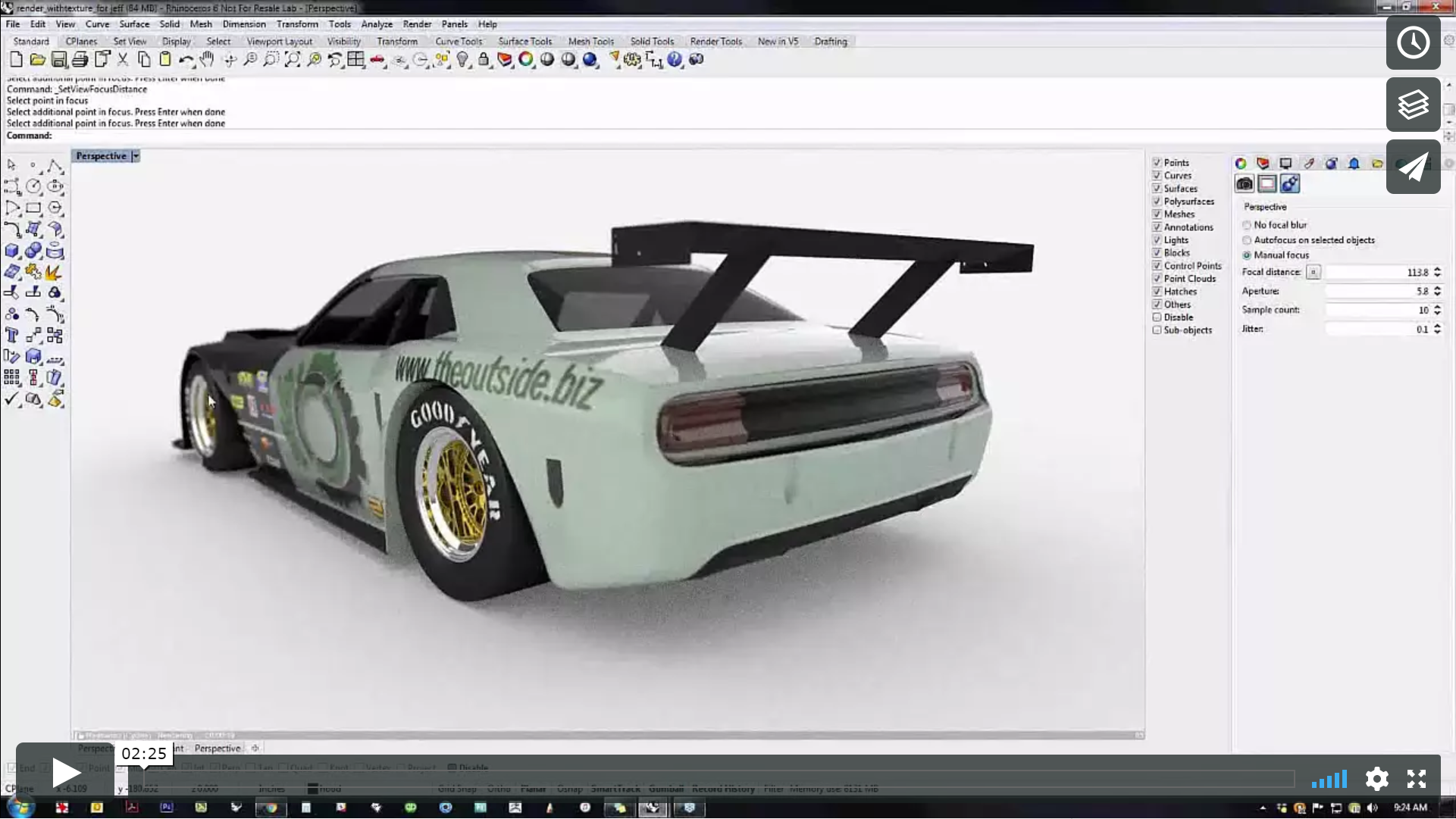  Desenfoque en el nuevo motor de trazado de rayos de Rhino 6